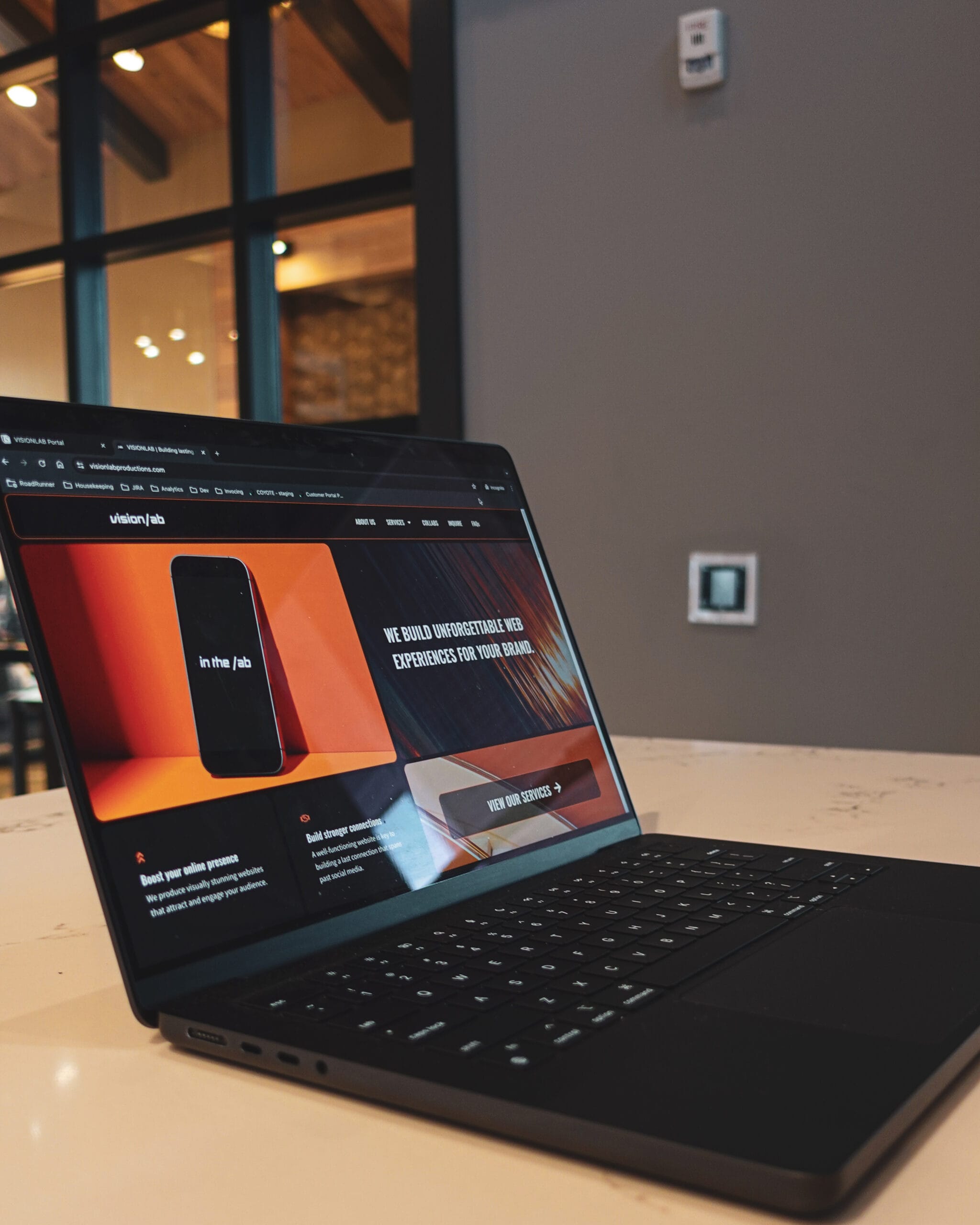 visionlab website on laptop